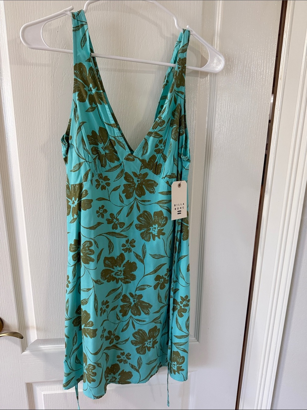 Billabong Teal Floral V-Neck Midi Dress